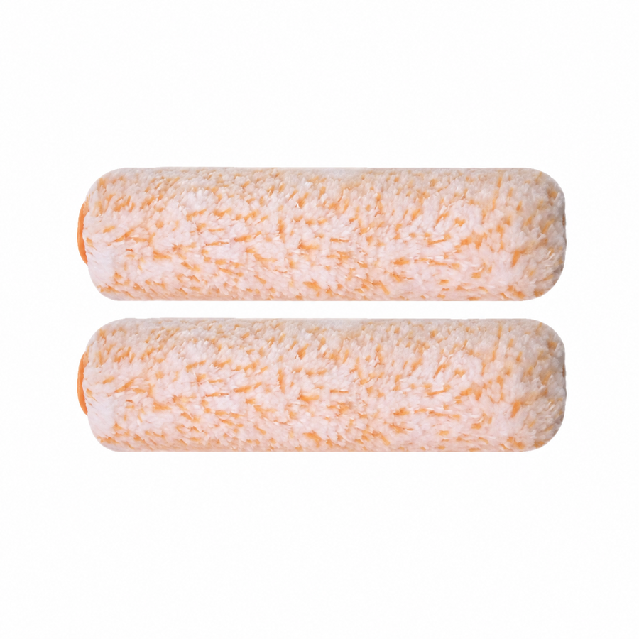 Rollingdog SUPER-MICRO 4 inch orange and white microfiber roller covers, centered product image