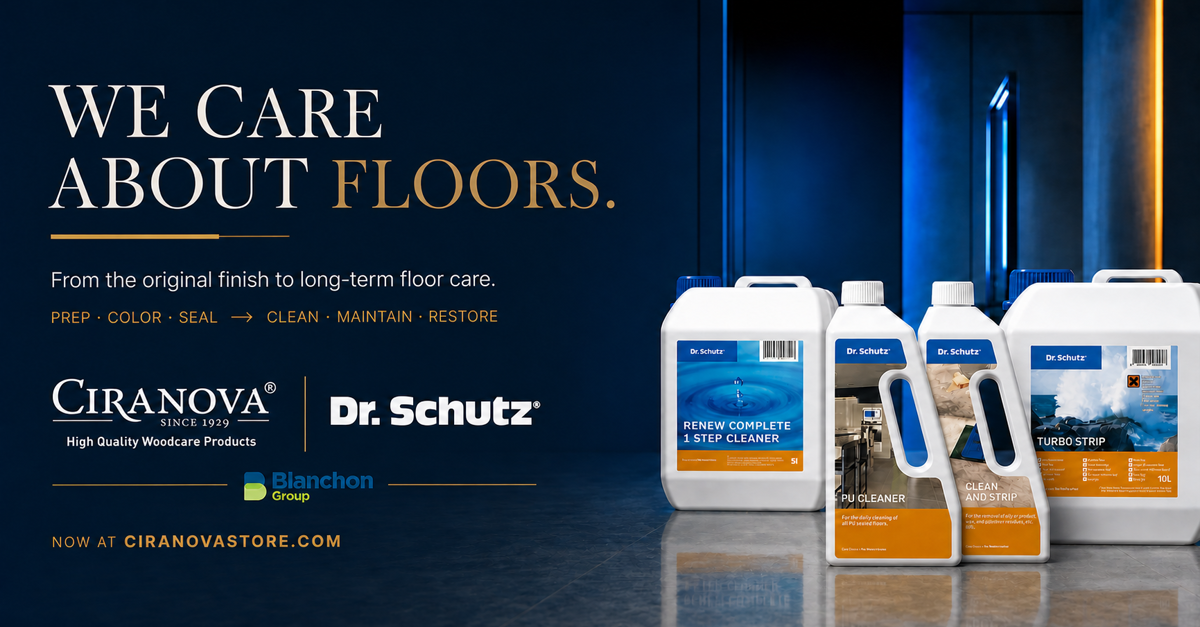 We care about floors. Ciranova and Dr. Schutz, complementary expertise from preparation and finishing to cleaning, maintenance and restoration.