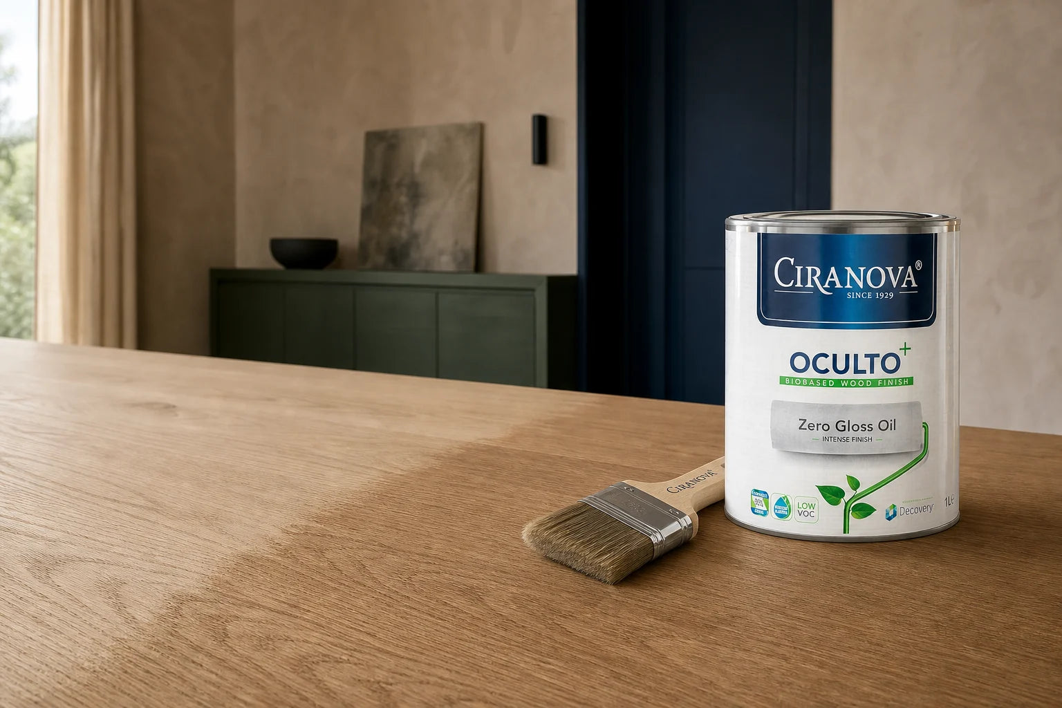 Ciranova Oculto Plus on character-rich natural oak with a subtle ultra-matte tone transition