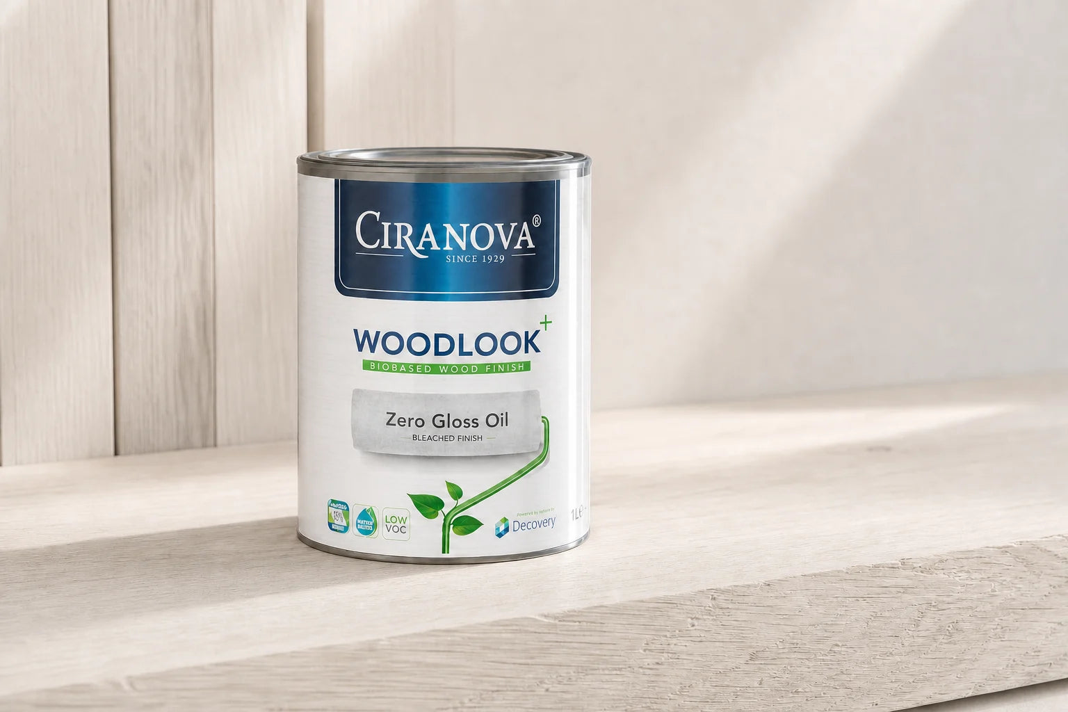 Ciranova Woodlook Plus preserving a pale, subtly white-tinted untreated oak appearance